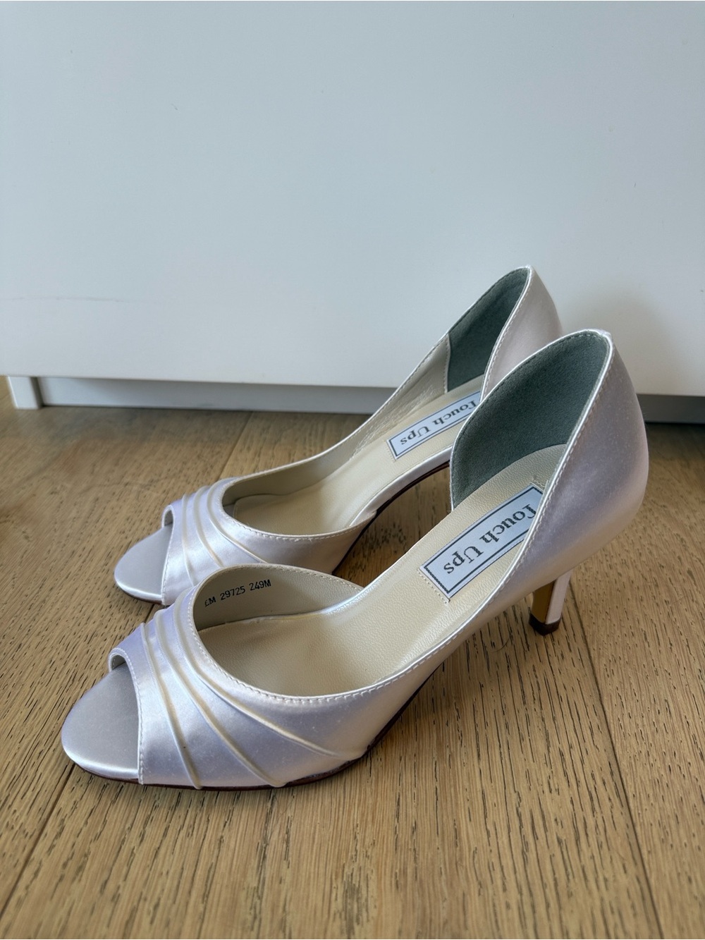 Satin white wedding heels
